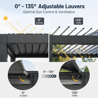 Pergola Bioclimatique en Aluminium Moderne pour Extérieur 3x3 3x4 – Fournisseur d'Usine – Gazebo de Jardin à Lames Orientables Empilables pour Balcon