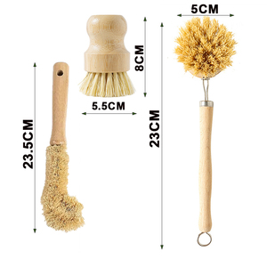 Custom Logo Wooden Dish Cleaning <strong>Brush</strong> Set Kitchen <strong>Washing</strong> <strong>up</strong> <strong>Brushes</strong> Bamboo Natural Fibers Eco Friendly Wooden Pot <strong>Brush</strong> - Product Image 2