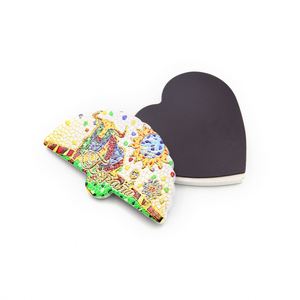 Aimants de réfrigérateur promotionnels en céramique DIY, impression en relief, souvenirs faits main, style mosaïque espagnole, aimants de réfrigérateur en forme d'éventail - Product Image 2