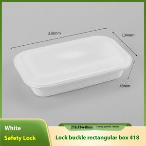 Fiambrera de plástico desechable, rectangular, gruesa, para microondas, con hebilla de seguridad, tapa de plástico, para llevar - Product Image 6