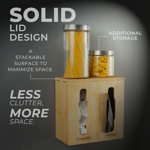 Distributeur de sacs poubelles en bambou écologique, organisateur de sacs à provisions pour armoire de cuisine, <span class=keywords><strong>sous</strong></span> évier, rangement de tiroir - Product Image 3
