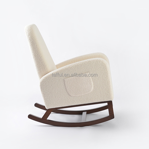 เก้าอี้ไม้กำมะหยี่สำหรับห้องนั่งเล่นของโรงแรมแบบปรับเอนได้เก้าอี้โยกพร้อมสำเนียงออตโตมันร่อน - Product Image 3