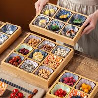 Présentoir alimentaire professionnel en bambou à 9 niveaux - Grande capacité, servant de présentoir à sushis à étages pour restaurants, buffets et traiteurs d'événements