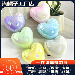 Cuentas acrílicas en forma de corazón de 21 mm que brillan en la oscuridad, chapadas, para cadena de teléfono, accesorios para llaveros - Product Image 5