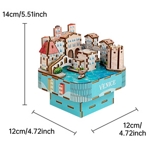 Puzzle 3D in Legno Fai-da-Te, Carillon Modello Venezia, Gondola Rotante, Regalo di Compleanno Ecologico a Manovella per Adulti, Bambini e Adolescenti - Product Image 4