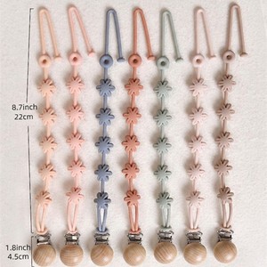 Attache-sucette pour bébé avec perles en silicone en forme de fleur, sangle <span class=keywords><strong>incassable</strong></span> et sécurisée pour sucettes et anneaux de dentition - Product Image 3