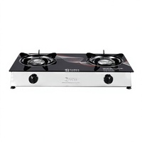 Table de cuisson à gaz double brûleur, surface en aluminium de 14 pouces, commande par bouton, allumage piézoélectrique, protection anti-extinction de flamme, usage hôtelier et domestique, classe