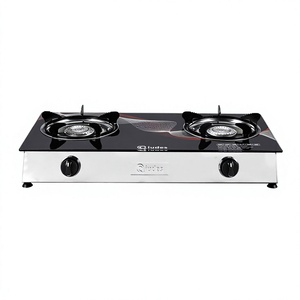 Table de cuisson à gaz double brûleur 14 pouces, surface en fonte, commande par bouton, allumage piézoélectrique, protection anti-extinction de flamme, usage domestique - Product Image 1