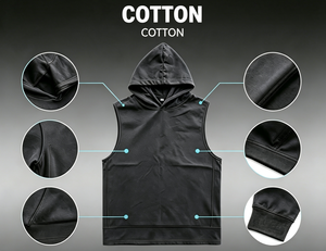 T-shirts <span class=keywords><strong>sans</strong></span> manches pour hommes, débardeurs en coton avec emmanchures, gilets de gymnastique simples personnalisés avec chapeau et poche, nouveau design - Product Image 3