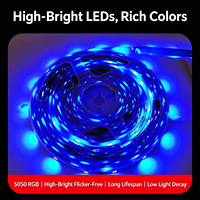 Lampu LED Strip Digital 5V SMD5050 WS2812, Kontrol Titik Tunggal RGB Dreamcolor untuk Lampu Latar TV Dekorasi Pesta
