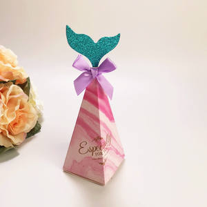 Bolsa de Regalo para Fiesta de Cumpleaños de Bebé, Caja de Dulces de Papel con Forma de Sirena, 6*6*18.5cm, Color Personalizado, Suministros de Decoración <span class=keywords><strong>Vrise</strong></span> - Product Image 2