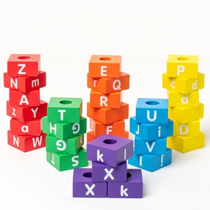 Jouets d'apprentissage <span class=keywords><strong>de</strong></span> l'alphabet Montessori, cartes flash, puzzle <span class=keywords><strong>de</strong></span> lettres pour enfants d'âge préscolaire, blocs <span class=keywords><strong>de</strong></span> lecture en bois, jeux d'orthographe ABC - Product Image 4