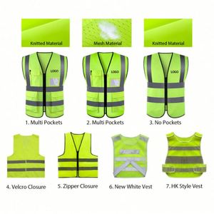 Gilet de sécurité réfléchissant à plusieurs poches, fermeture éclair, séchage rapide, impression par transfert thermique, personnalisé, haute visibilité, vêtements de travail en polyester - Product Image 2