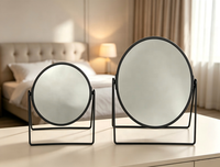 Miroir de maquillage en métal avec plateau de rangement, 360 °   Miroir rotatif, miroir cosmétique de bureau pour la décoration de la table de maquillage