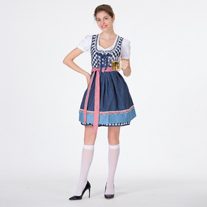 Disfraz de Cervecería Bávara para Mujer, Vestido Tradicional de Oktoberfest, Dirndl a Cuadros Rojo y Azul, Talla Adulto, Hecho en Alemania, 65% de Tela Alemana - Product Image 3