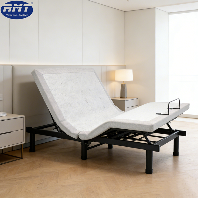 Adjustable Bed Frame Wireless Control Electronic Massage Bed Upholstered Remote USB Queen Bed Frame B2B Wholesale Only