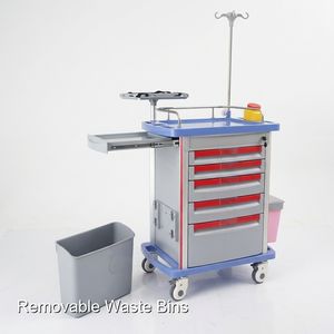 Troli Medis Darurat Keling, Troli Medis Mobile dengan Rak <span class=keywords><strong>Defibrillator</strong></span> dan Sistem Penguncian Sentral untuk Klinik - Product Image 2