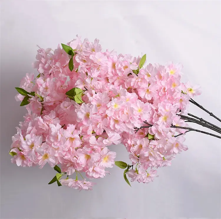 Высокое качество цветы вишни искусственные Розовые 4 ветки шифровые шелковые искусственные цветы вишни оптом