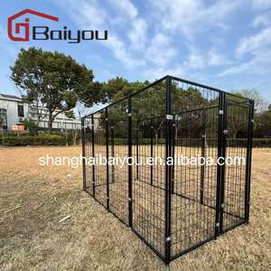 Kandang Anjing Besi Kokoh Mudah Bongkar Pasang, Kandang Mewah untuk Anjing Besar, Rumah Anjing Luar Ruangan dengan Kotak Atap - Product Image 5