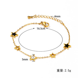 Versione coreana di nicchia semplice moda braccialetto a stella fritillion bianco e nero femminile titanio acciaio <span class=keywords><strong>oro</strong></span> 18k tendenza 100 <span class=keywords><strong>braccio</strong></span> - Product Image 2