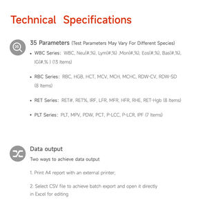 Prolrey PH50R Vet Analyseur d'hématologie automatique Diff en six parties/Compteur de cellules sanguines à la pointe de l'industrie pour animaux - Product Image 6