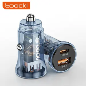 Toocki best quality 80w 125w 130w three ports 3.0 car charger withtype c dual port car charger for cell phone
