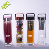 GA6005 No Minimum Wholesale Custom logo 500ML Glass Material Infused Water Drinking Bottles with Tea Infuser
