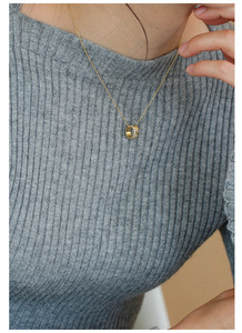 Unisex Classic Minimalist Brass 3A Zircon Claw Setting Lucky <b>Ring</b> Pendant <b>Necklace</b> Fashionable Geometric Link Chain 14K - Product Image 4