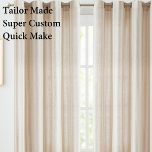 Jinchan Modern Eco-Friendly 100% Polyester Striped <strong>Curtains</strong> for Living Room &amp; Bedroom Beige <strong>Ticking</strong> <strong>Stripe</strong> Light Filtering - Product Image 1