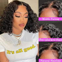 Perruques courtes en cheveux humains brésiliens bouclés crépus bon marché, coupe pixie, perruques en dentelle suisse, perruques en dentelle HD pour femmes noires