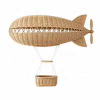 Décoration de chambre de bébé suspendue en rotin tressé, motif montgolfière, écologique