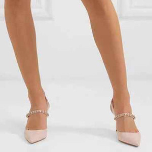 New Arrivals Rhinestone Decor Thin Heel Women Dress Shoes Patent Leather Buckle Strap Ladies Pointed Toe Slingback Dating <b>Pump</b> - Product Image 4