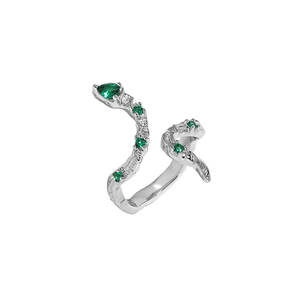 WuQie 2022 nouvelle mode argent 925 vert Slytherin serpent pierres précieuses Zircon anneaux - Product Image 1