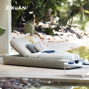 Chaise longue de plage nordique en aluminium, mobilier de jardin, ensemble repas d'extérieur en corde tressée, lit <span class=keywords><strong>pliant</strong></span> d'été, chaise longue de terrasse, <span class=keywords><strong>transat</strong></span> en rotin - Product Image 3