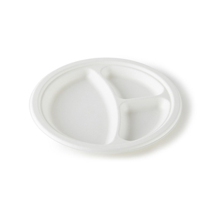 Lot de 100 assiettes rondes jetables en bagasse blanches de 23 cm pour fêtes, bio et biodégradables, origine Chine - Product Image 4