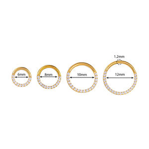 Clover Jewelry G23 Titanium CZ Hinged Segment Rings Cartilage Clicker Nose Ring Piercing Jewelry - Product Image 2