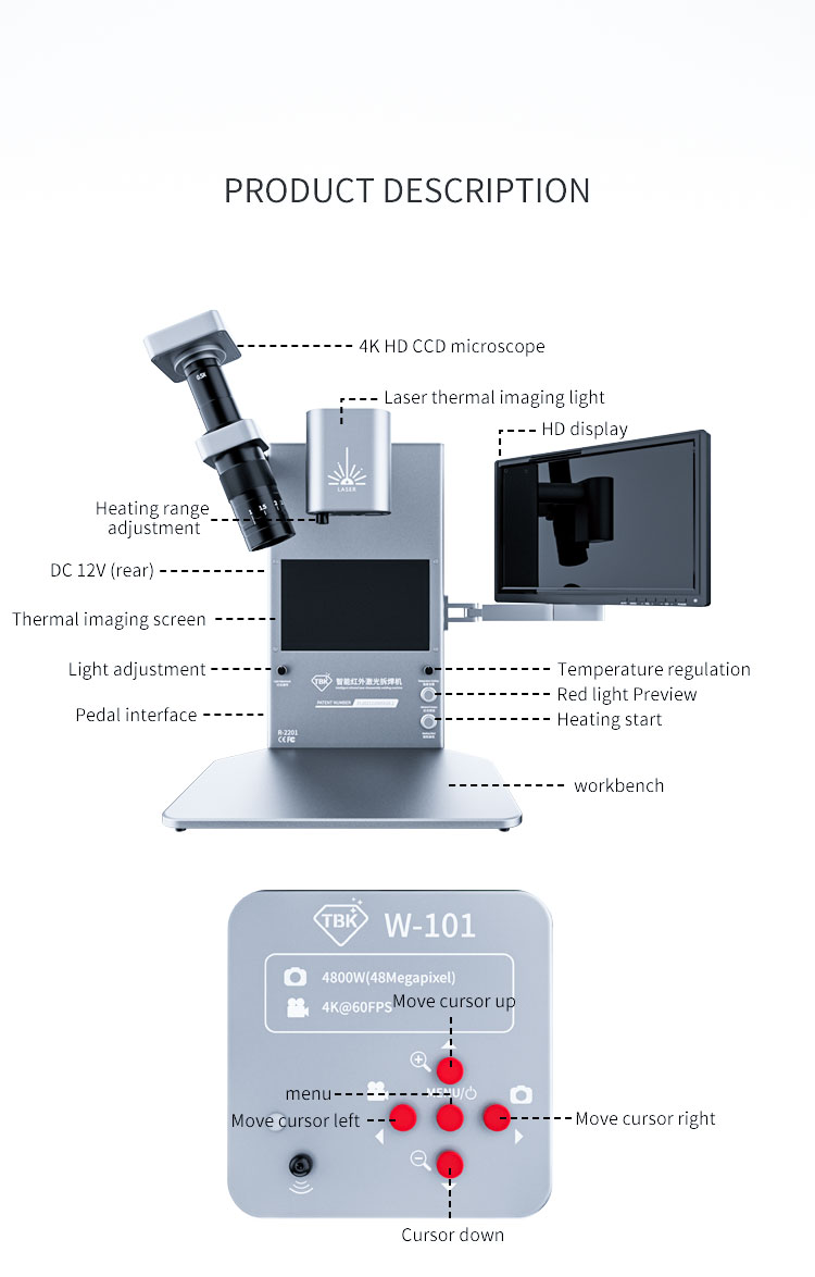 TBK R2201 100W phone Repair Cpu GPU Replace IC Soldering Desoldering Mobile welding Laptop BGA Rework Station laser Machine