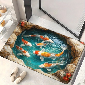 Alfombra con estampado 3D HD <span class=keywords><strong>de</strong></span> peces Koi, antideslizante, absorbente, lavable a máquina, <span class=keywords><strong>de</strong></span> poliéster, con diseño <span class=keywords><strong>de</strong></span> peces Koi nadando, 1 unidad - Product Image 4