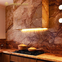 Pièce maîtresse élégante en marbre Breccia Pernice poli rose-rouge pour la décoration moderne des cuisines et salles de bain d'hôtels