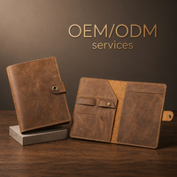 Porte-documents en cuir Crazy Horse avec logo personnalisé, format A5, couverture de carnet de notes avec fermeture à pression et poches pour le bureau