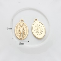 Pendentif ovale en alliage de zinc avec figurine de Jésus et de la Vierge, pour bijoux faits main, accessoires de pendentif électroplaqué