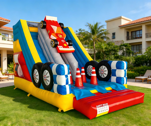 Vente Flash : Toboggan Gonflable <span class=keywords><strong>Voiture</strong></span> de Course, Château Gonflable Durable pour Fêtes d'<span class=keywords><strong>Anniversaire</strong></span> d'Enfants, <span class=keywords><strong>Location</strong></span> pour Parcs d'Attractions et Événements - Product Image 1