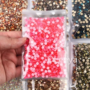 Strass en verre Oleeya 8+8 de qualité supérieure, 16 facettes, couleurs néon, strass à dos plat NHF pour bikini, coque de téléphone, gobelets, DIY - Product Image 2