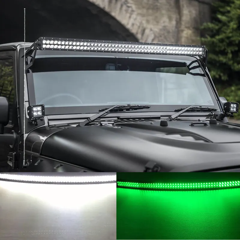 50 Inch Rechte Lichtbalk Groen Wit Dak Strobe Offroad Bar Licht Voor Jeep Truck Atv