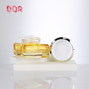 Emballage cosmétique en verre mat jaune 50g 40ml, ensemble de soins de la peau haut de gamme en verre, flacon de lotion pour crème de soin de la peau avec bouchon argenté - Product Image 1