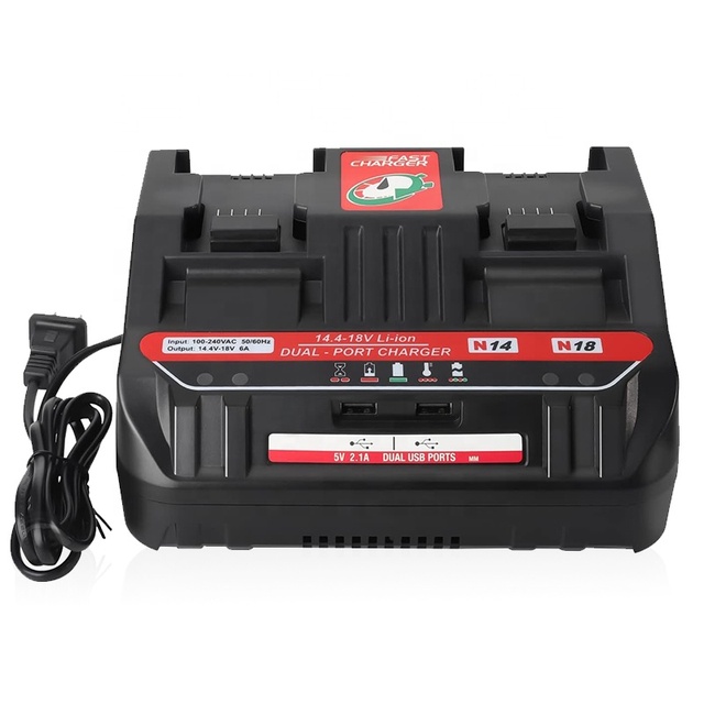 Dual Ports Battery Charger Station Compatible with Mil Waukes 18V Lithium Battery M 18S Rapid Battery Charger with 2 USB Ports