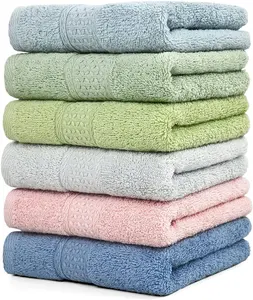 Lightweight 100% Cotton Hand Towel Set 6-Pack Ultra Soft Towels with Assorted Colors