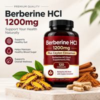 Berberine HCl 1200mg 120 Capsules Plus Cannelle de Ceylan Compléments de Racine de Berberine HCI en Comprimés