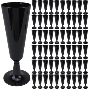 Copas de Vino de Plástico Negras, Bonitas y Elegantes, Diseño Simple, Portátiles, Copas de Champán de Plástico para Fiestas y Bodas, Desechables - Product Image 2
