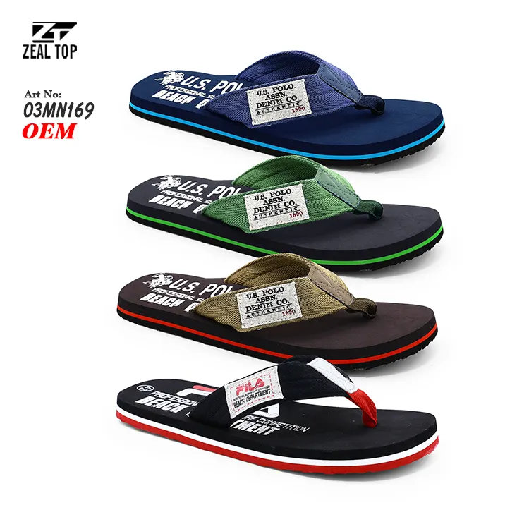 cotton textile fashion cool popular flip flops for men slippers custom logo EVA casual flat shoes wholesale mens flip flops